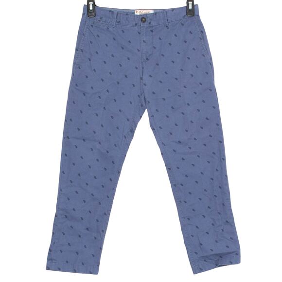 NWOT Penguin Mens Pants Paisley Print Chino Crop Blue Size 29 Altered Length ES - Picture 1 of 6
